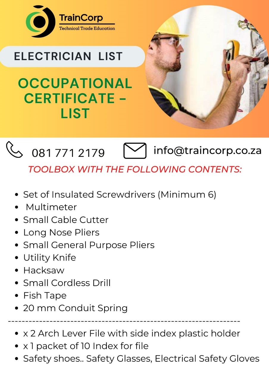 Tool list for Electrical